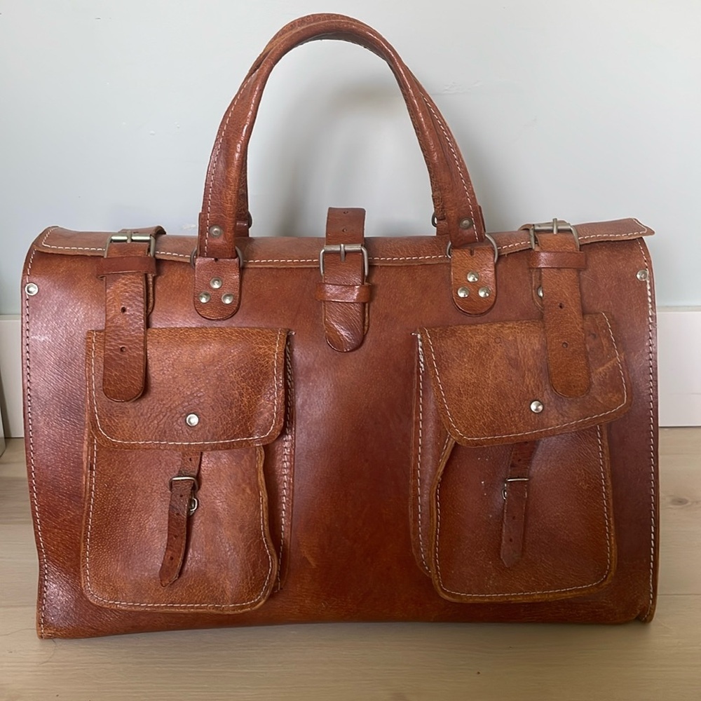 Vintage genuine Leather weekender travel bag